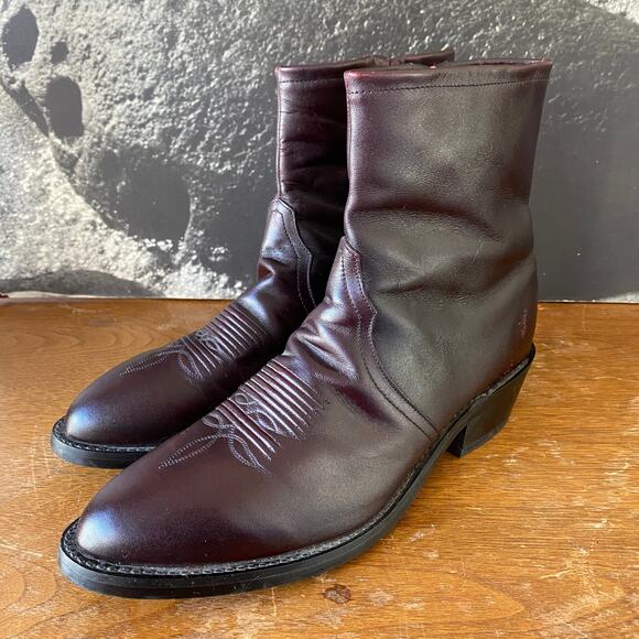 Tony Lama 8 Men's Oxblood Red Western Boot Zip Closure Ankle Length Leather - Picture 1 of 6